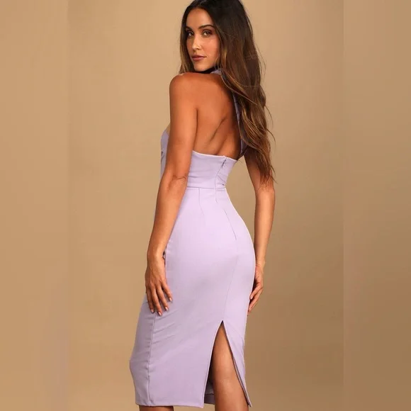 Lulu's One-Shoulder Lavender Dress - Picture 7 of 7